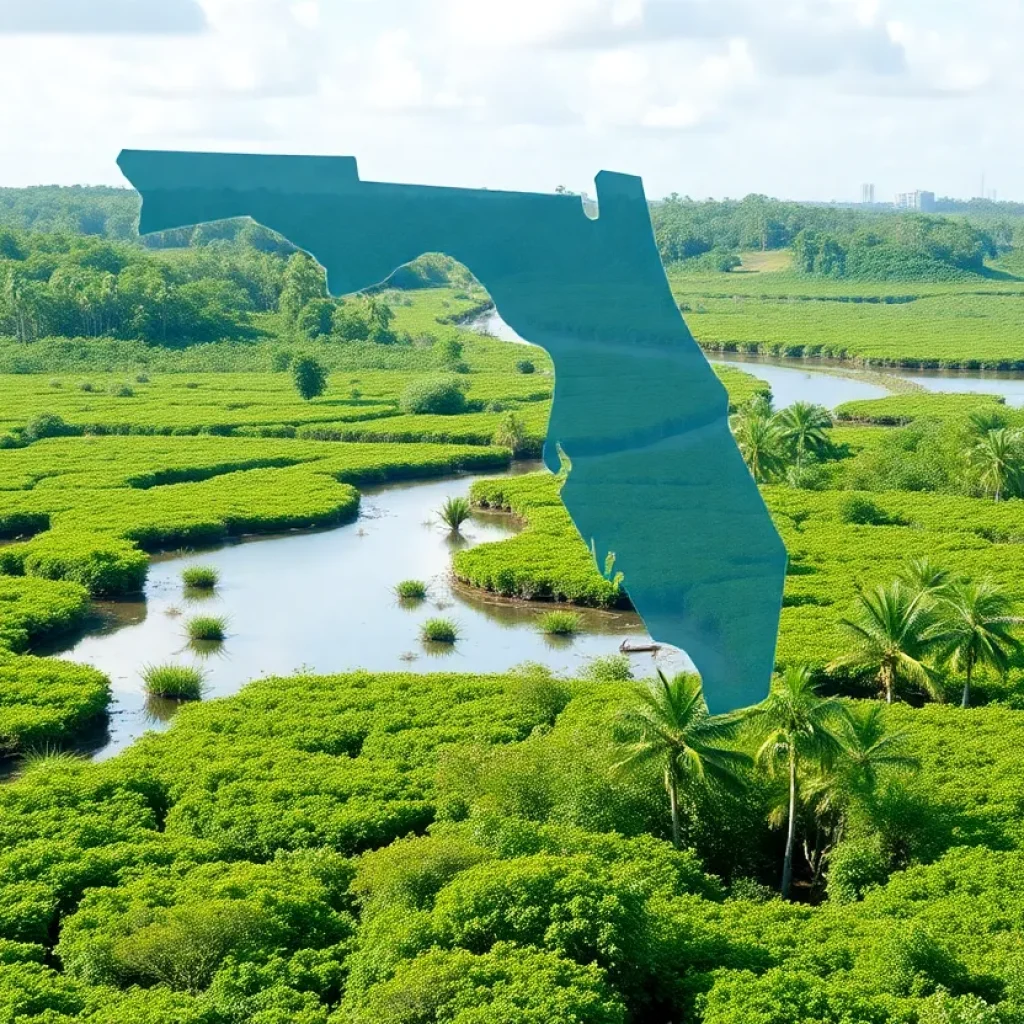 Resilient Florida landscapes with financial graphs in background.