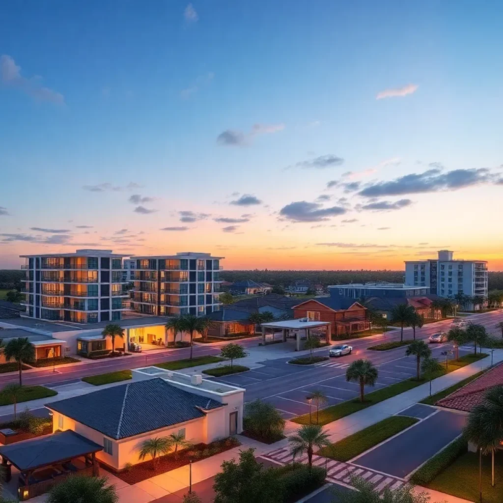 Modern infrastructure development with diverse communities in Florida.