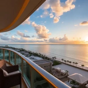 Luxurious penthouse view overlooking Pompano Beach sunset.