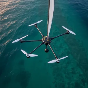 Aerial view of Saildrone mapping the Gulf seafloor.