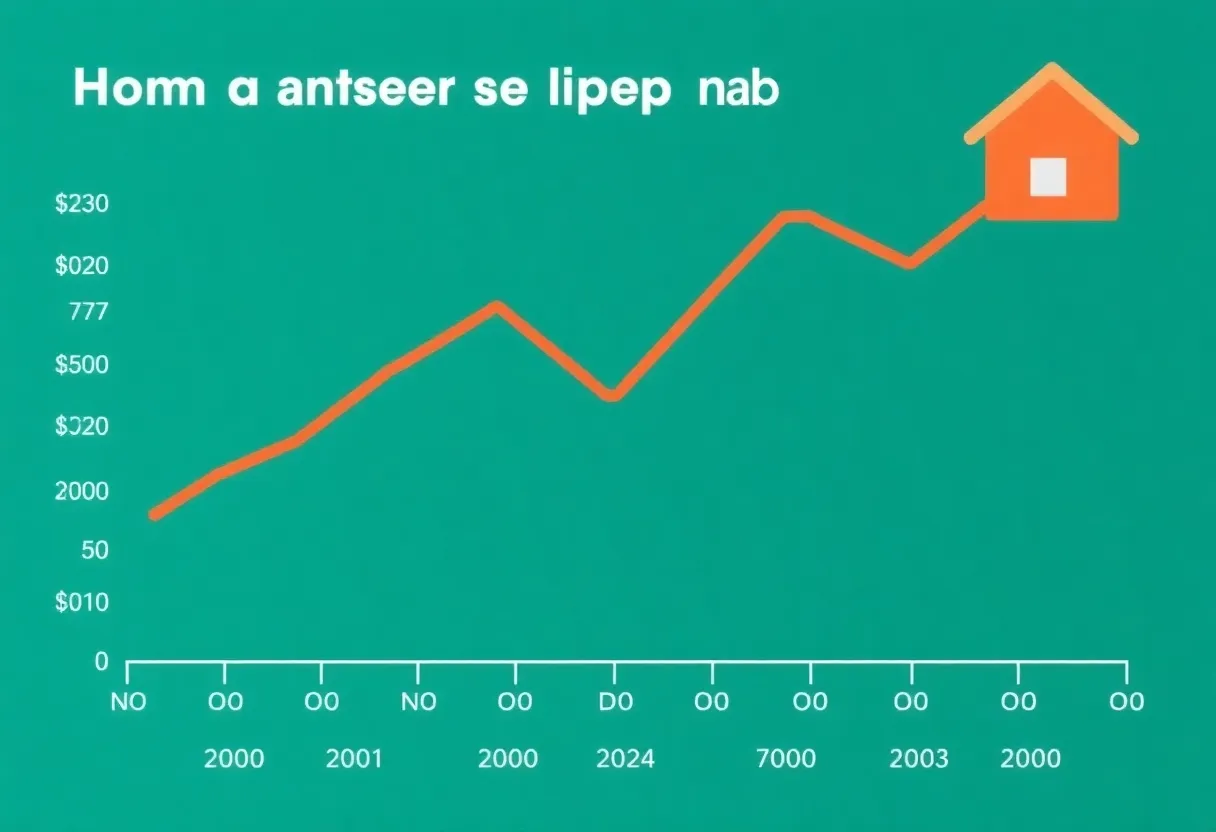 Graph showing rising home prices with declining sales figures.