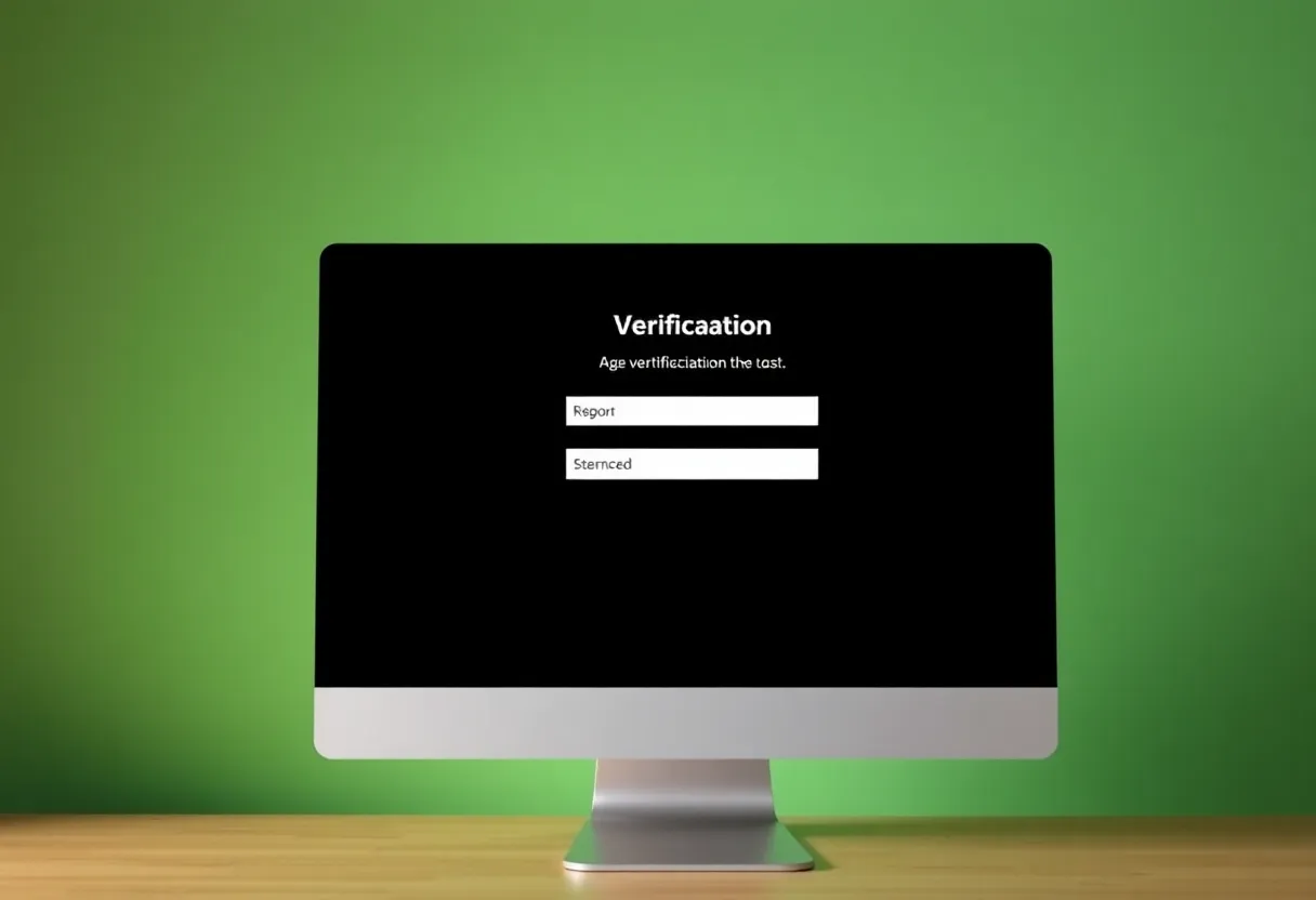 Computer screen displaying age verification process for websites.