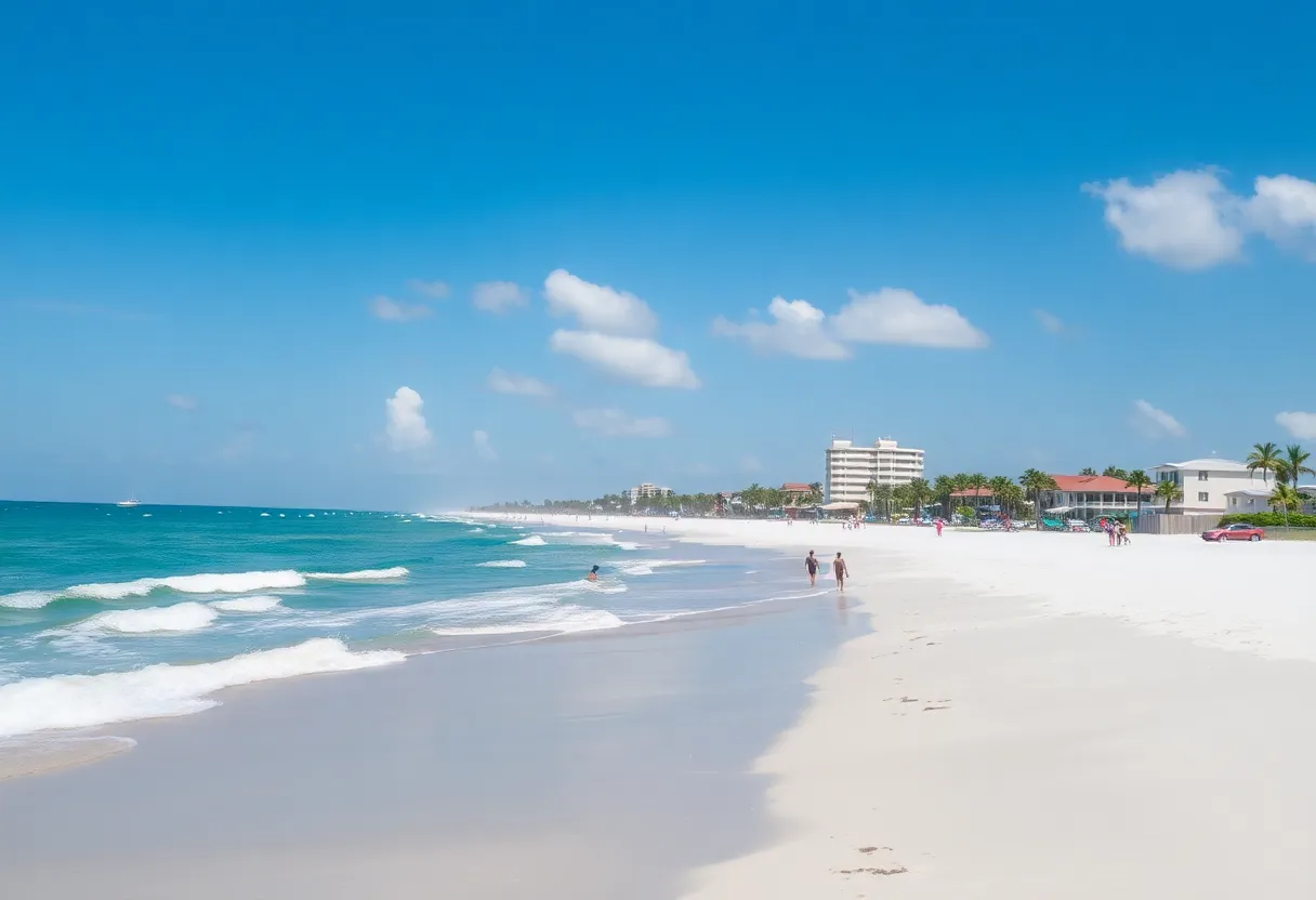 Sunny Florida beach scene with affordable retirement communities.