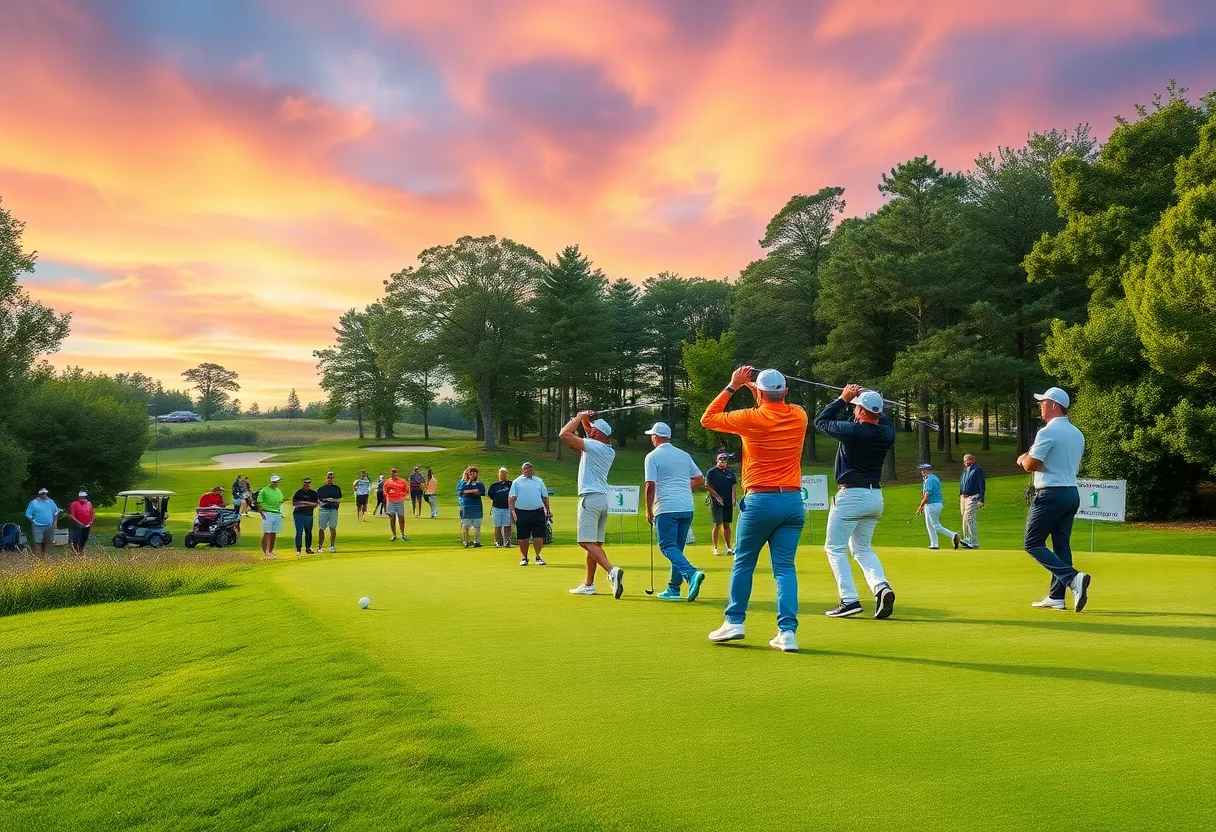 Golf players competing in a tournament