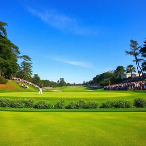 A beautiful view of Augusta National Golf Club in early spring.