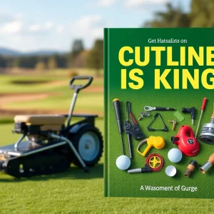 Book cover for 'Cutline Is King' highlighting golf course tools