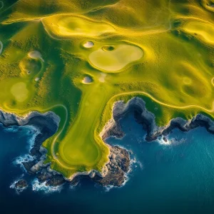 A diverse landscape of U.S. golf courses with golfers playing