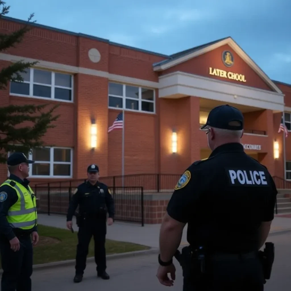 Police outside Englewood High School during lockdown