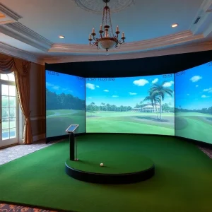 High-tech golf simulator in the Governor's Mansion