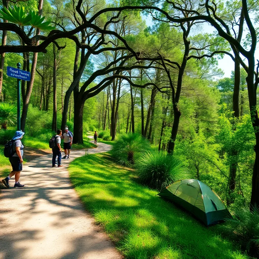 Natural landscape of a Florida state park with hiking trails and camping areas