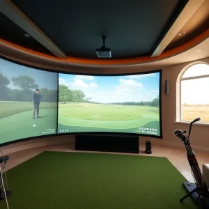 Luxurious golf simulator in the Florida Governor's Mansion gym