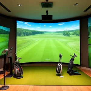 High-end golf simulator in the Florida Governor's Mansion.