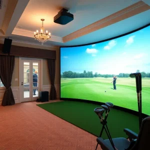 Golf simulator in the Governor's Mansion gym, sparking political debates.