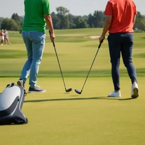 Modern golf course equipment on a sunny day