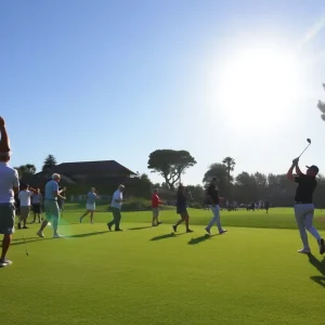 Players at the Grant Thornton Invitational 2024 on the green