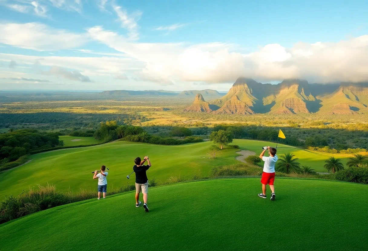 Young golfers competing at Hualalai Golf Course during the Drive, Chip & Putt event.