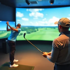 Players enjoying virtual golf at a simulator in Florida