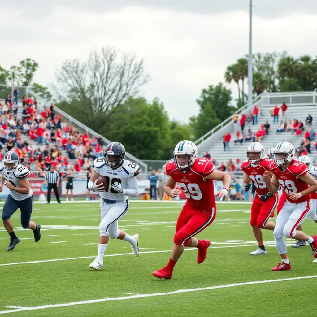 Exciting moment of a high school football game in Jacksonville