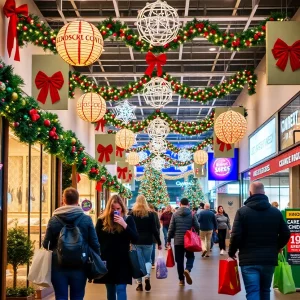 People shopping in Jacksonville during the holiday season.