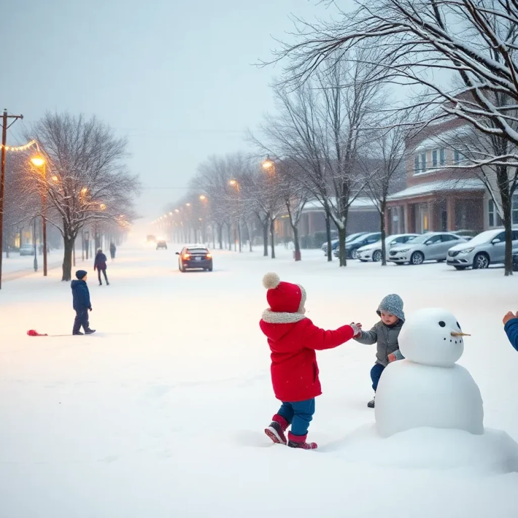 Snow-covered Jacksonville scenery from the historic 1989 snowstorm