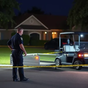 Police investigating a theft scene involving a trailer and golf cart in Jacksonville.