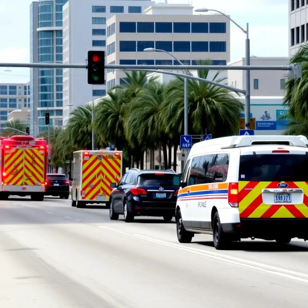 Traffic accident scene in Jacksonville with emergency responders.