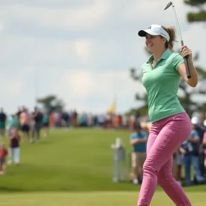 Jenna Tuttle celebrating on the golf course