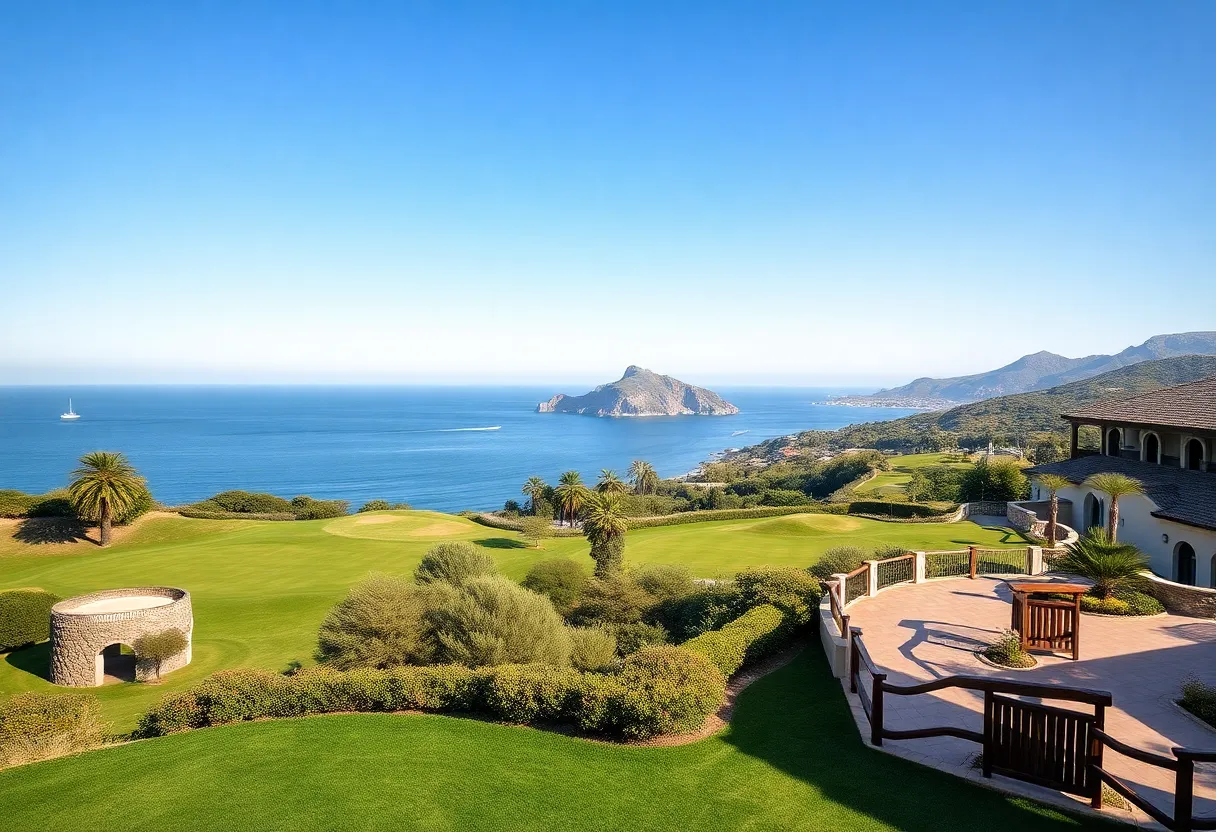 Scenic view of La Hacienda Links Golf Resort with golf courses and Mediterranean