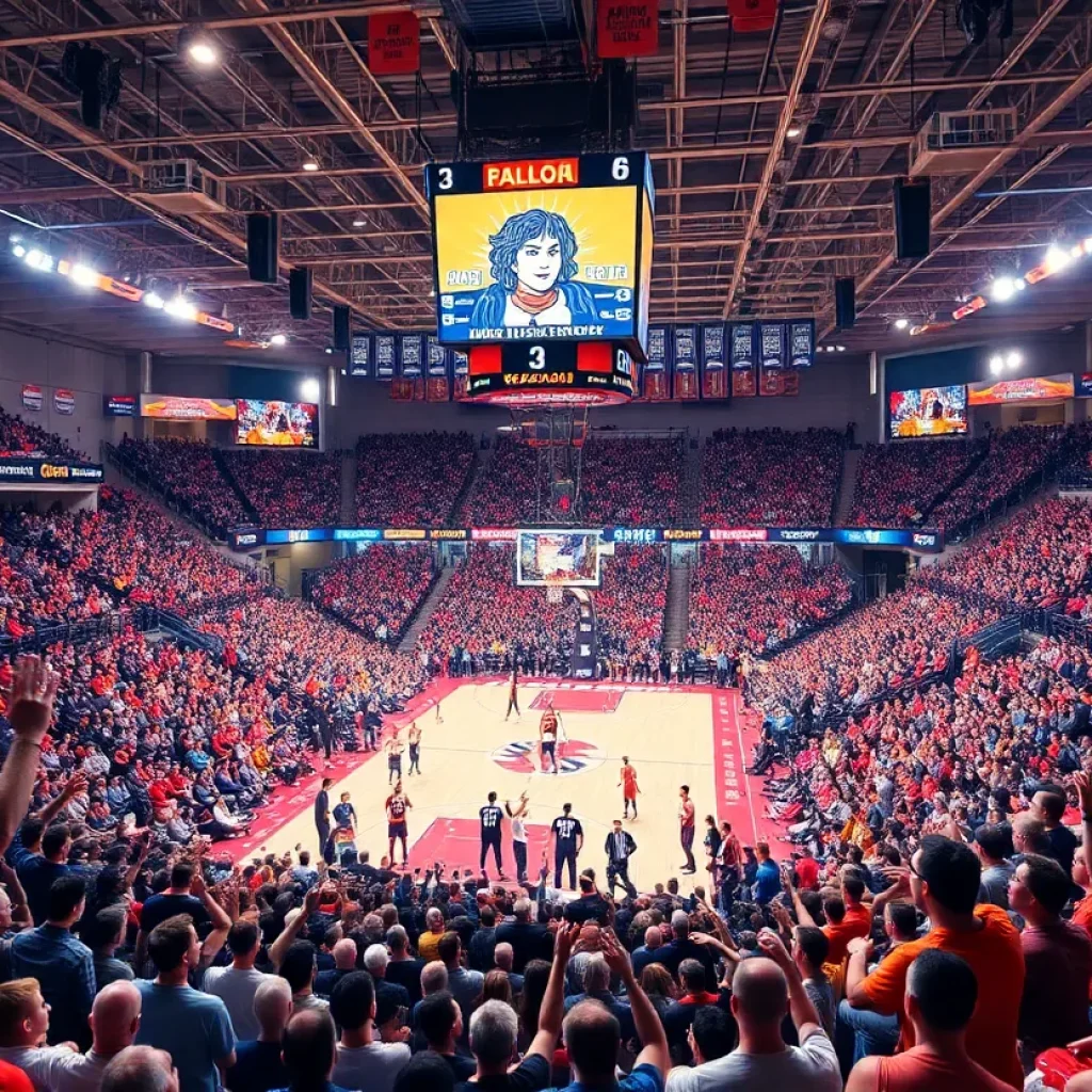 Fans cheering at a Mizzou Tigers basketball game