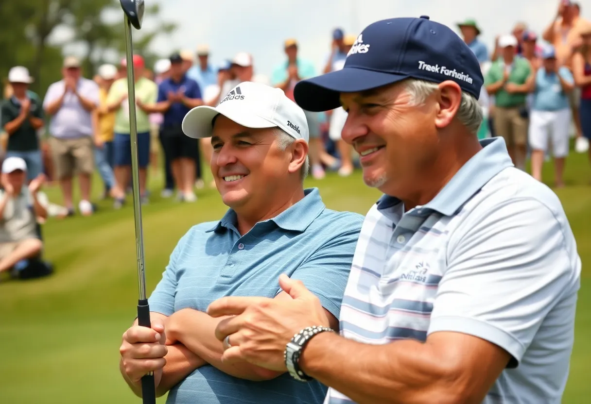 Golf tournament at Ritz-Carlton Golf Club Orlando with excited fans.