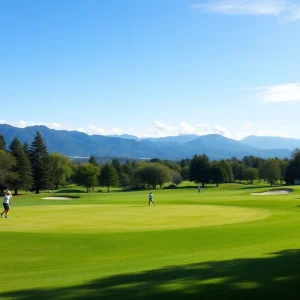 golfers enjoying a public golf course with scenic views