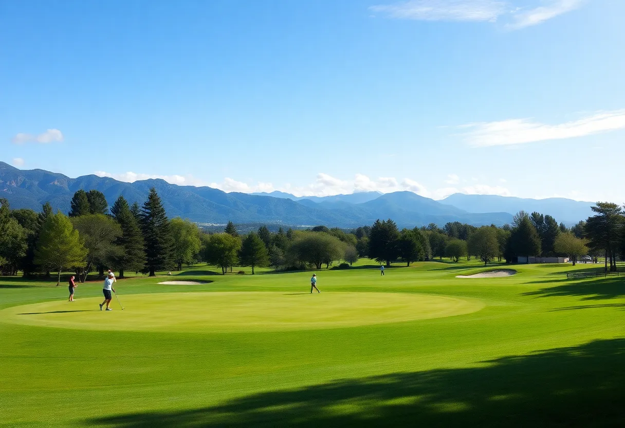 golfers enjoying a public golf course with scenic views