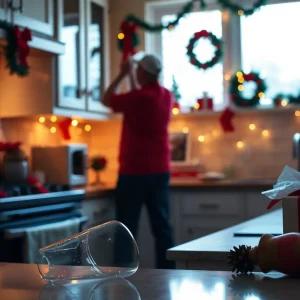 Christmas dinner with golf memorabilia in a warm setting