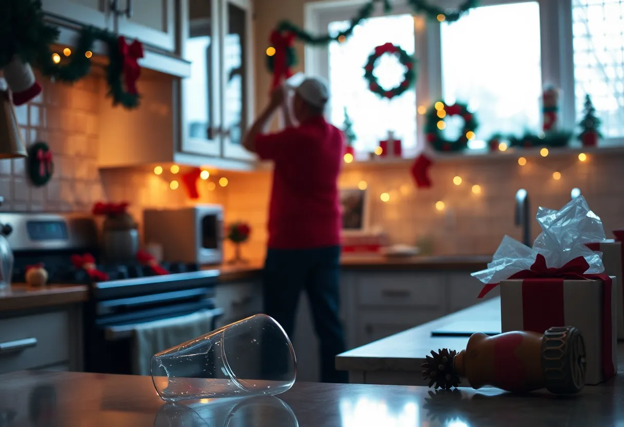 Christmas dinner with golf memorabilia in a warm setting