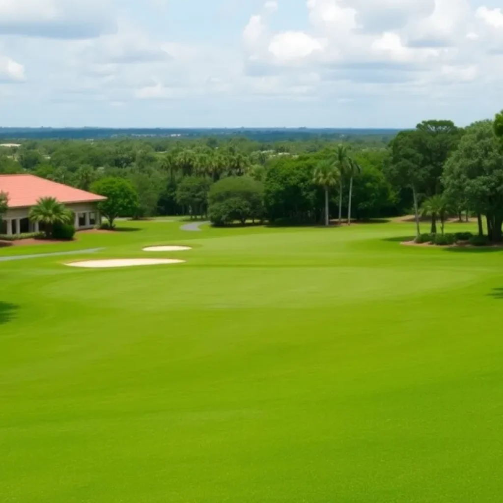 Beautiful landscape of Soleta Golf Club with golf course and wetlands.