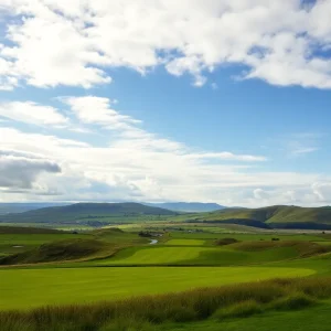 A scenic view of a golf course in Great Britain