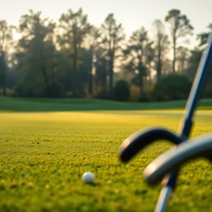 Early morning golf course with no noise disruption