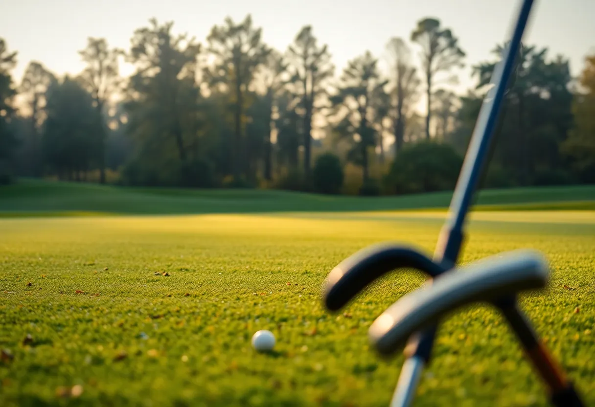 Early morning golf course with no noise disruption