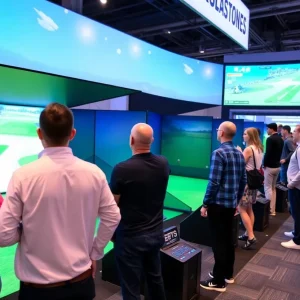 Uneekor booth showcasing advanced golf simulator technology at the 2024 PGA Show.