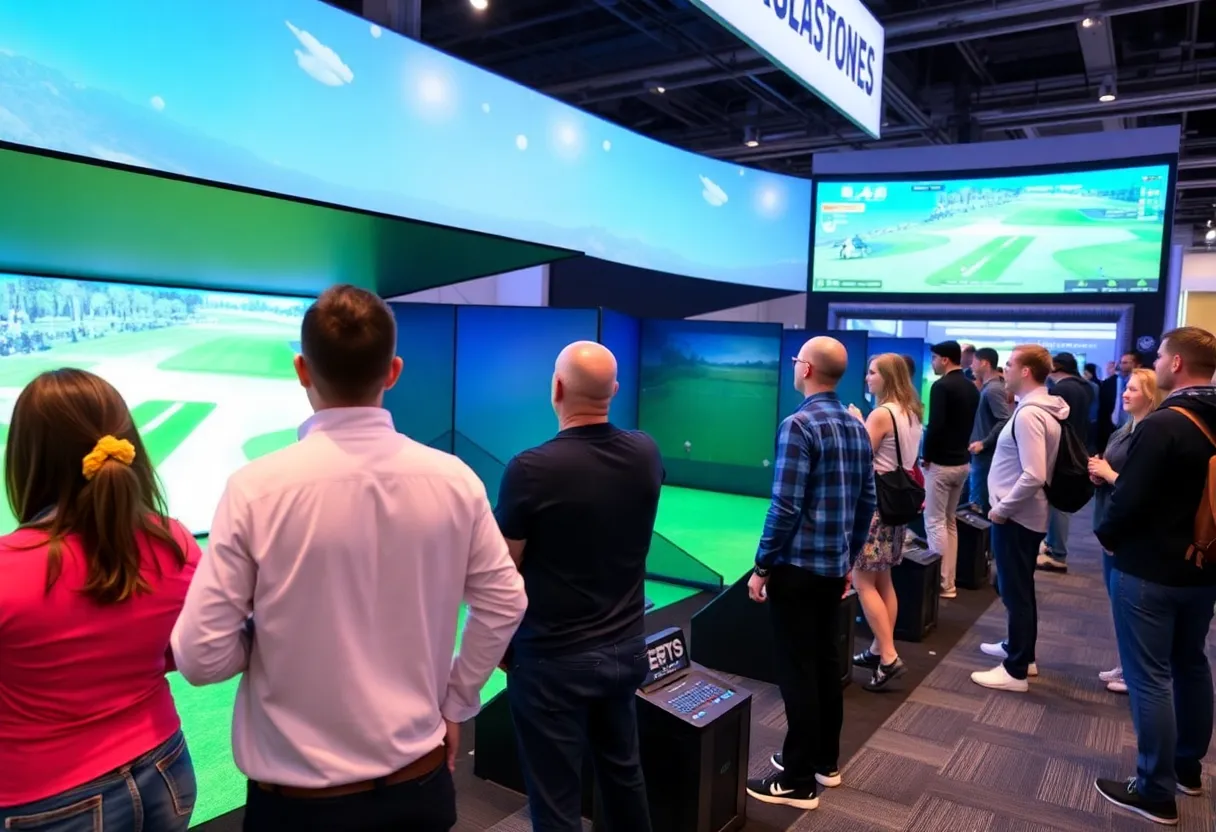 Uneekor booth showcasing advanced golf simulator technology at the 2024 PGA Show.