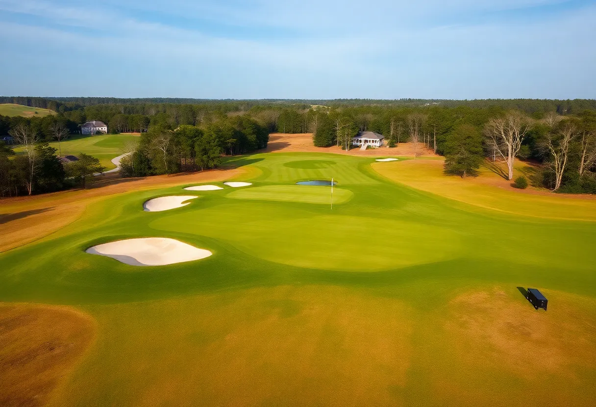 Lush fairways and Spanish moss trees at Yeamans Hall Golf Course