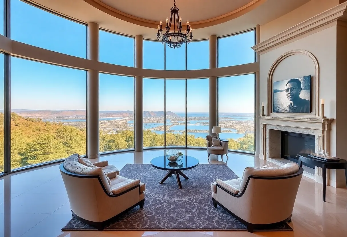 Elegant mansion with panoramic views and luxury finishes.