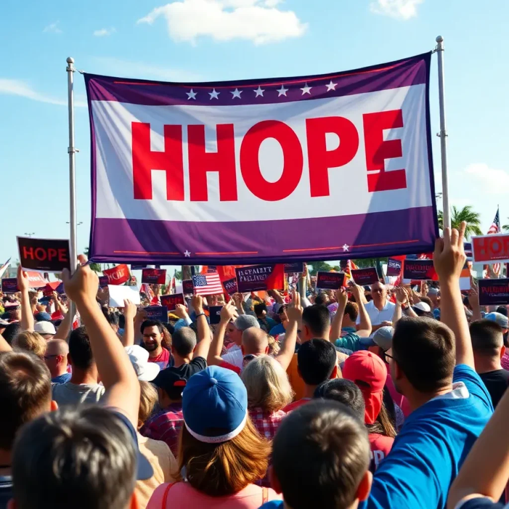 A rally promoting the Capitalist Party in Florida with diverse attendees