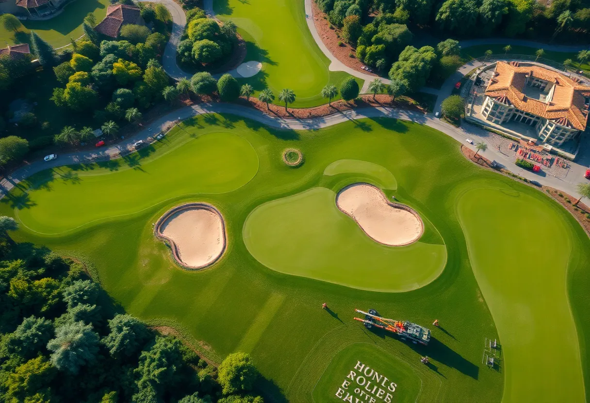 Renovated Crown Colony Golf Club with golfers on the course