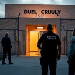 Security personnel outside Duval County Jail