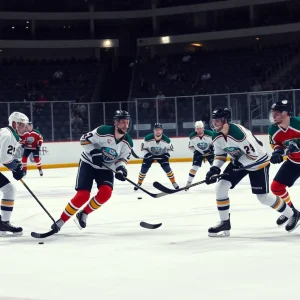 Florida Panthers in action against Utah Hockey Club during a hockey match.