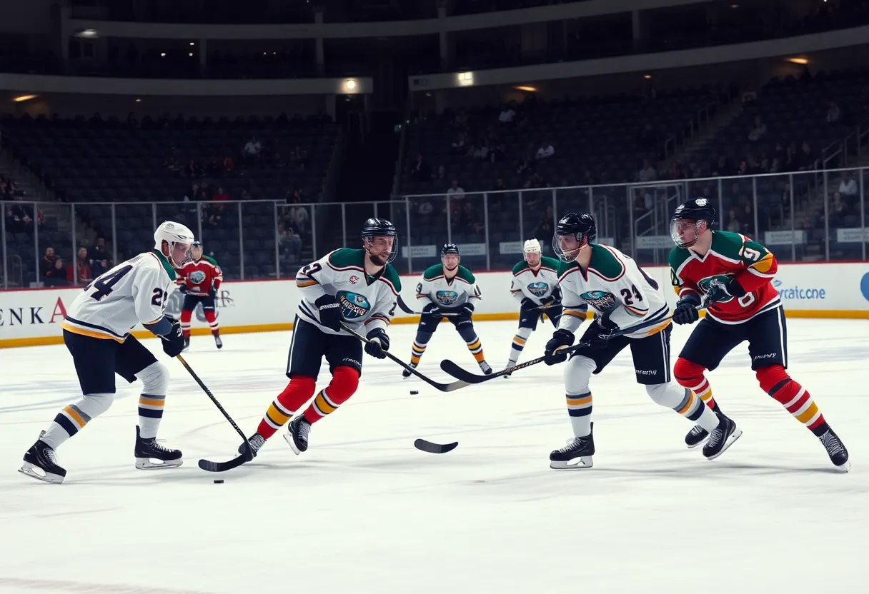 Florida Panthers in action against Utah Hockey Club during a hockey match.