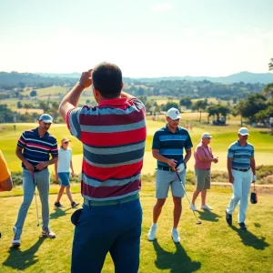 A scenic view of a global golf tour event with diverse landscapes.