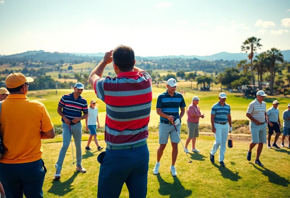 A scenic view of a global golf tour event with diverse landscapes.