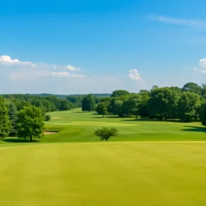 Golfers enjoying a sunny day on a lush golf course